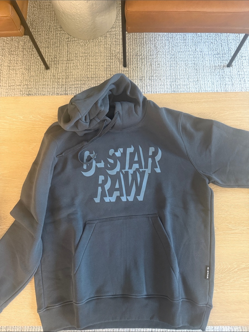 G-Star Raw Men's Black XL Hoodie with Gray Logo